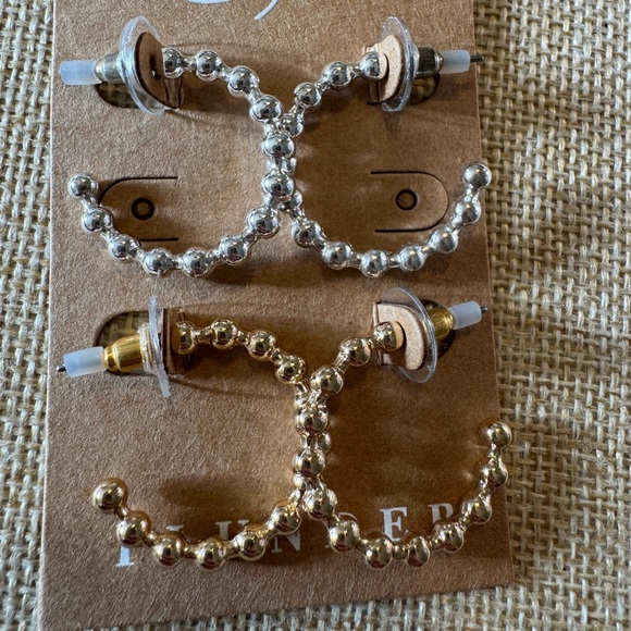 Plunder Silver and Gold Hoop Earrings - Picture 5 of 5